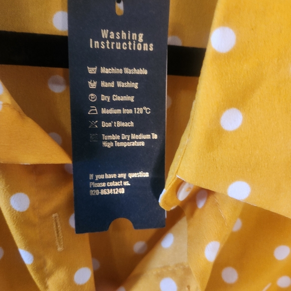 Vonda Yellow Polka Dot Women's Top. Bell Sleeves. Ties On the sleeves. - Picture 8 of 8